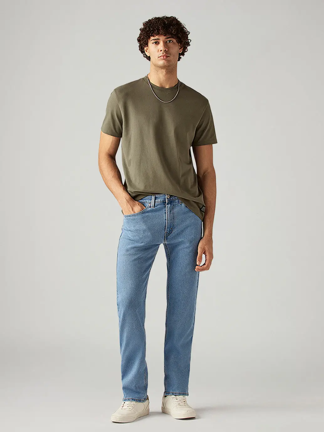 Men's 505 Light Blue Straight Fit Mid Rise Jeans 1