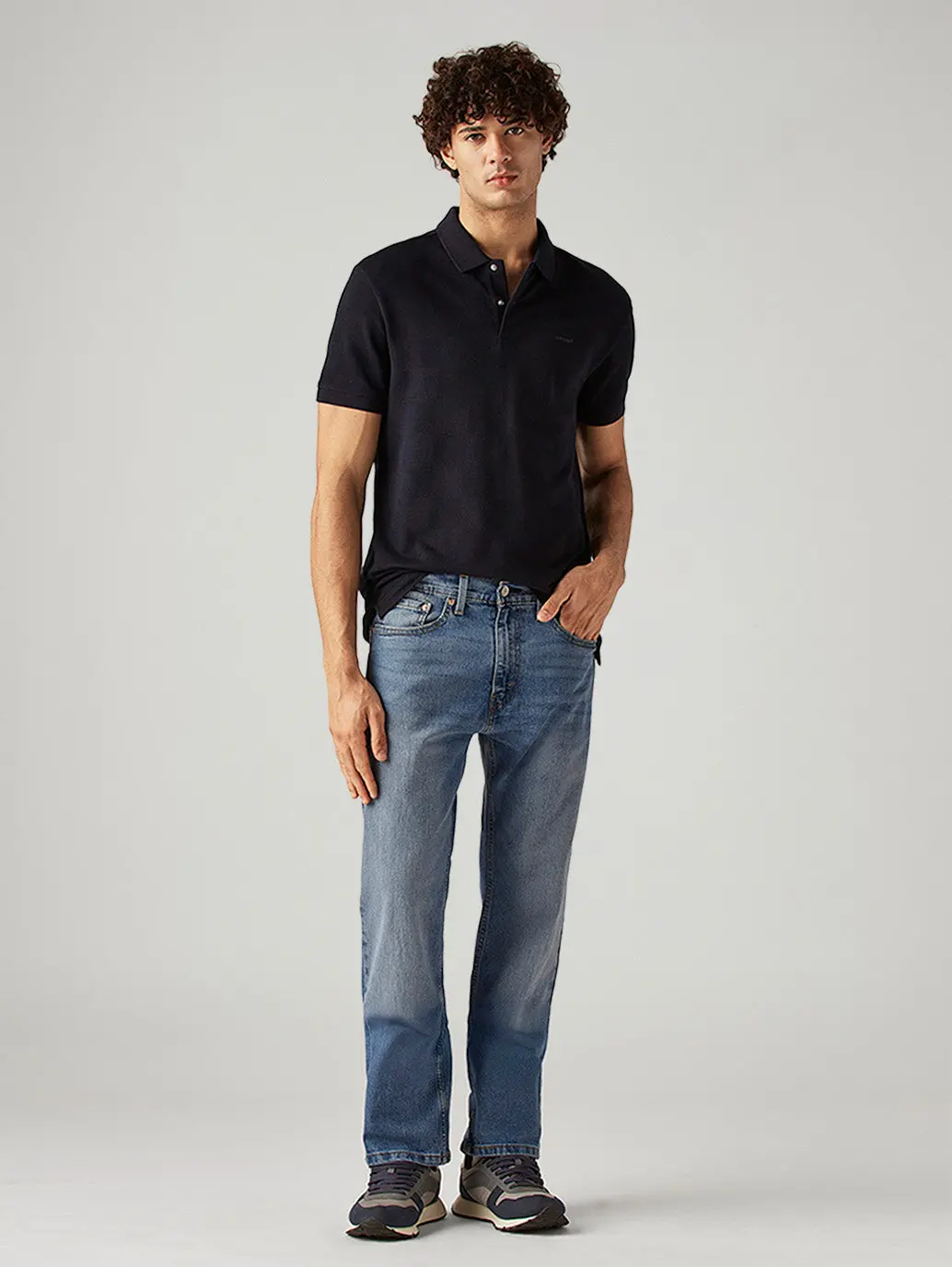 Men's 505 Blue Straight Fit Mid Rise Jeans 1