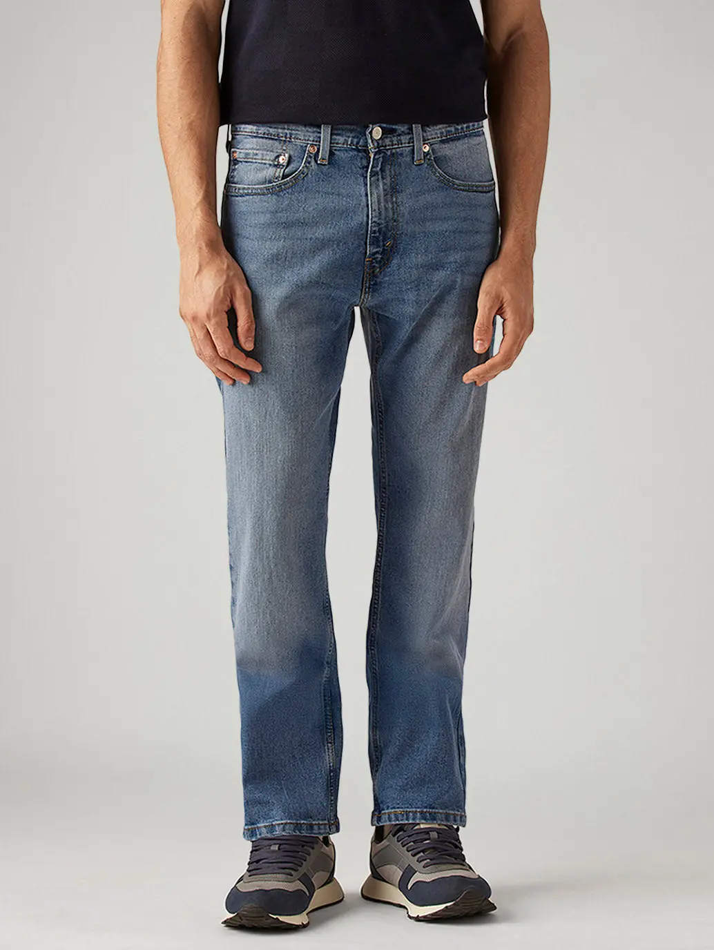 Men's 505 Blue Straight Fit Mid Rise Jeans 2
