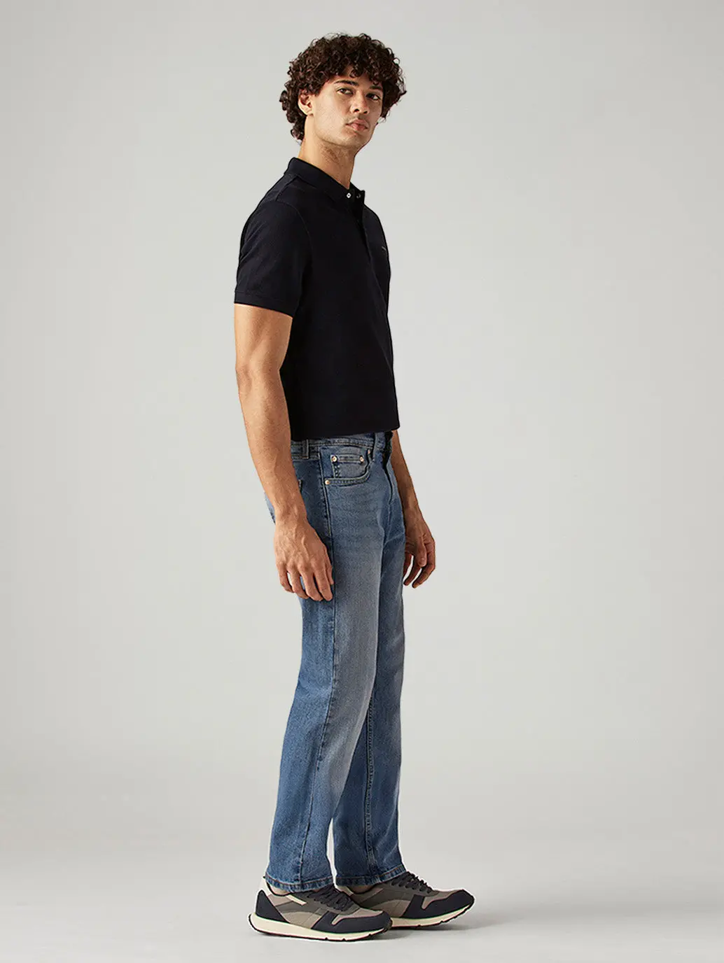 Men's 505 Blue Straight Fit Mid Rise Jeans 6