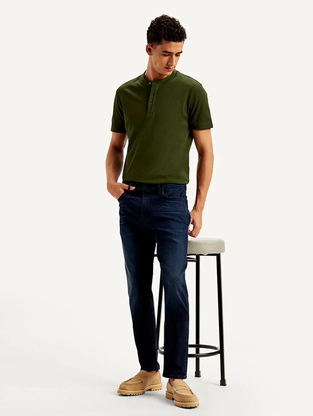 Men's Redloop 512 Navy Blue Slim Tapered Fit Mid Rise Jeans 1