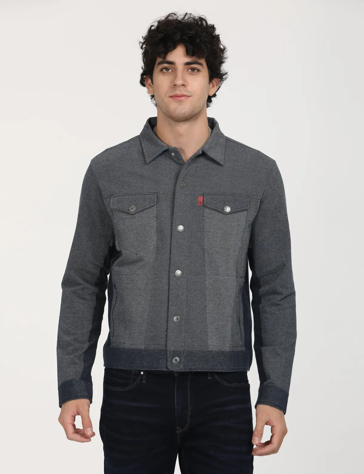 Men's Spread Collar Colorblock Jacket 1