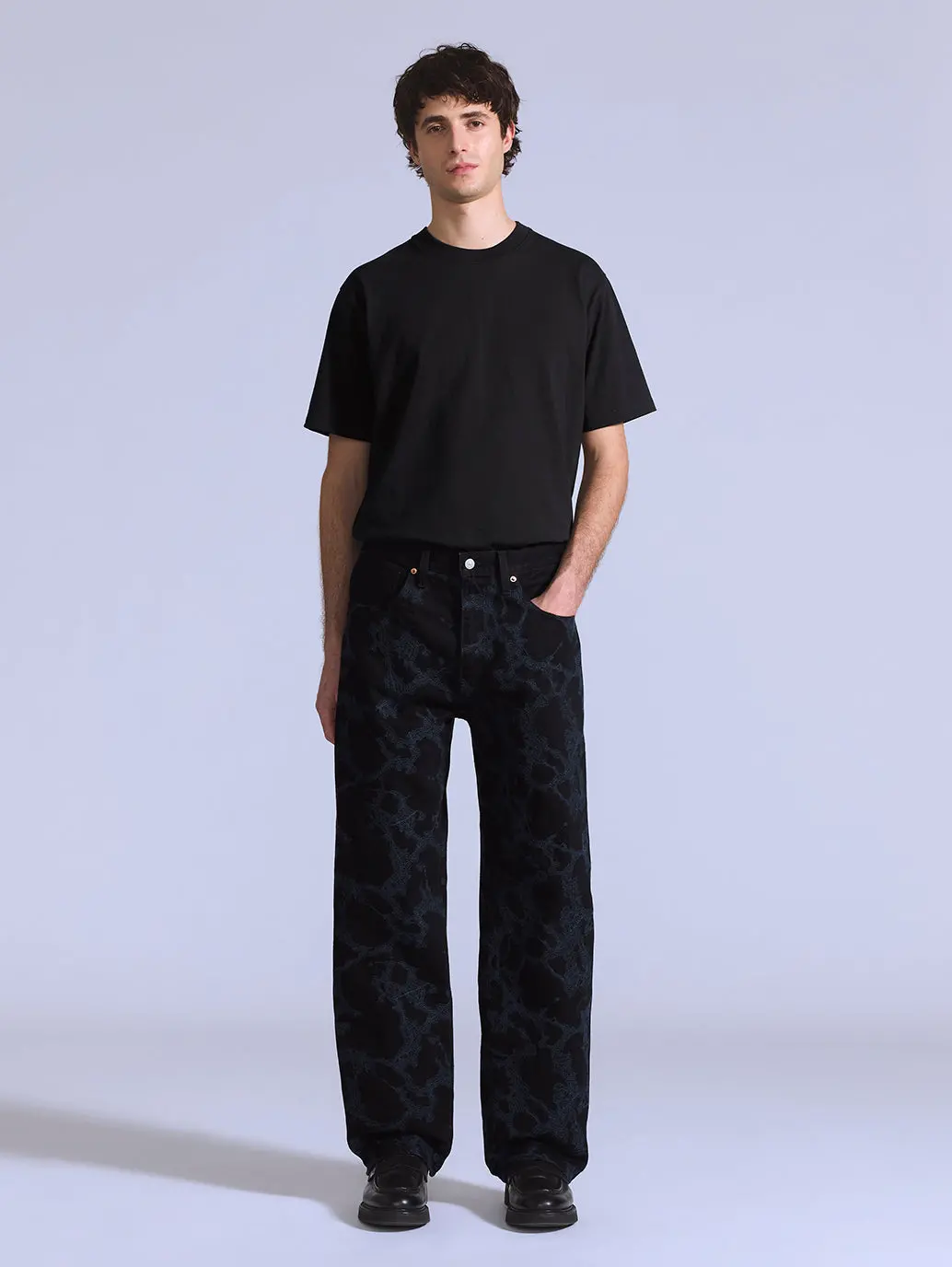 Men's Black Bootcut Fit Mid Rise Jeans 1