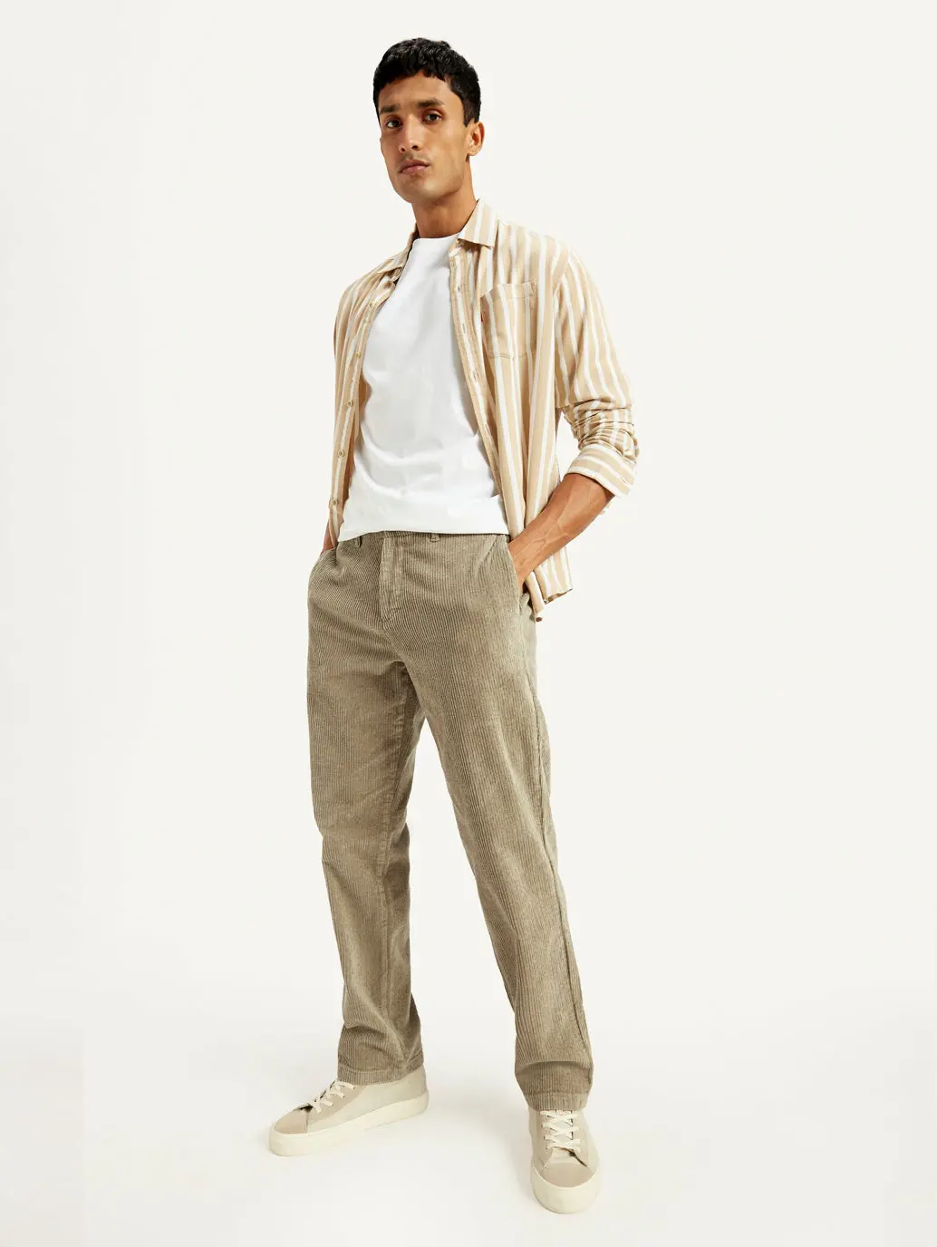 Men's Beige Straight Fit Chinos 1