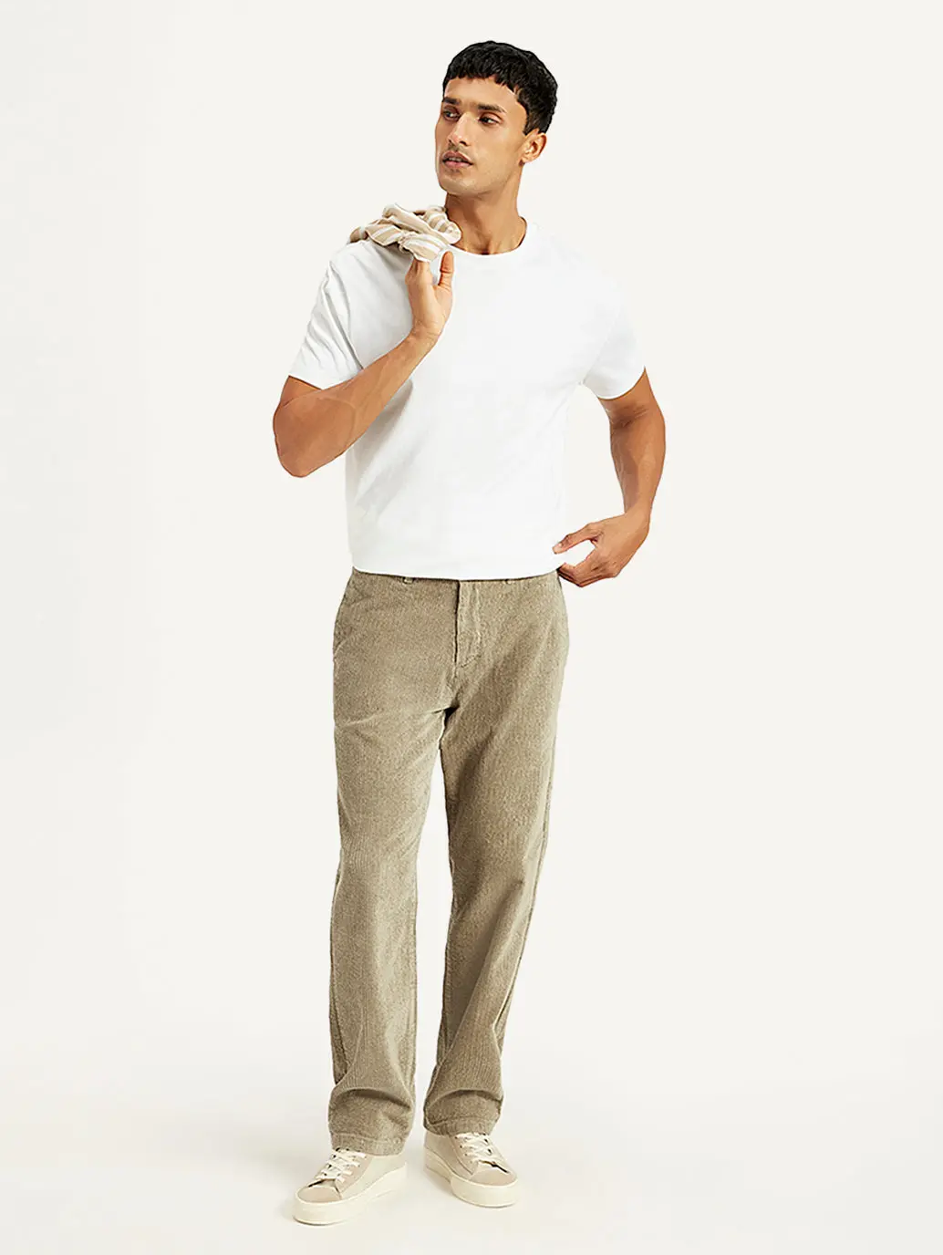 Men's Beige Straight Fit Chinos 2
