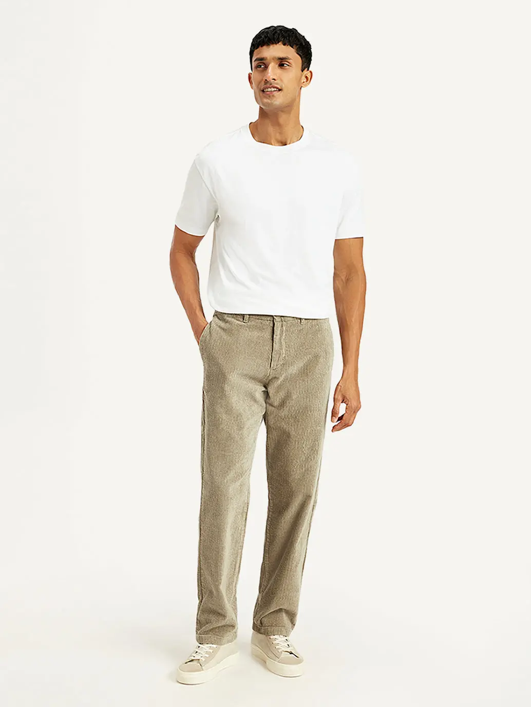 Men's Beige Straight Fit Chinos 3