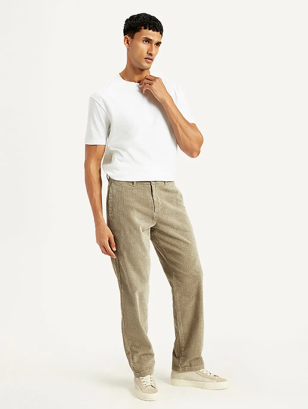 Men's Beige Straight Fit Chinos 6