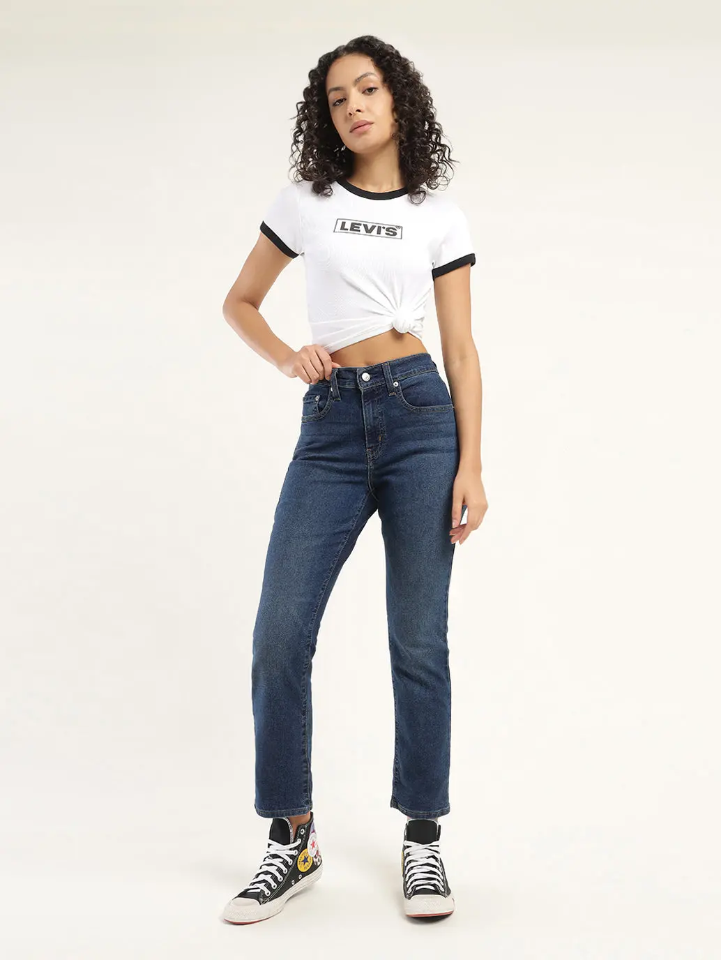 Women's 724 Blue Slim Straight Fit High Rise Jeans 2