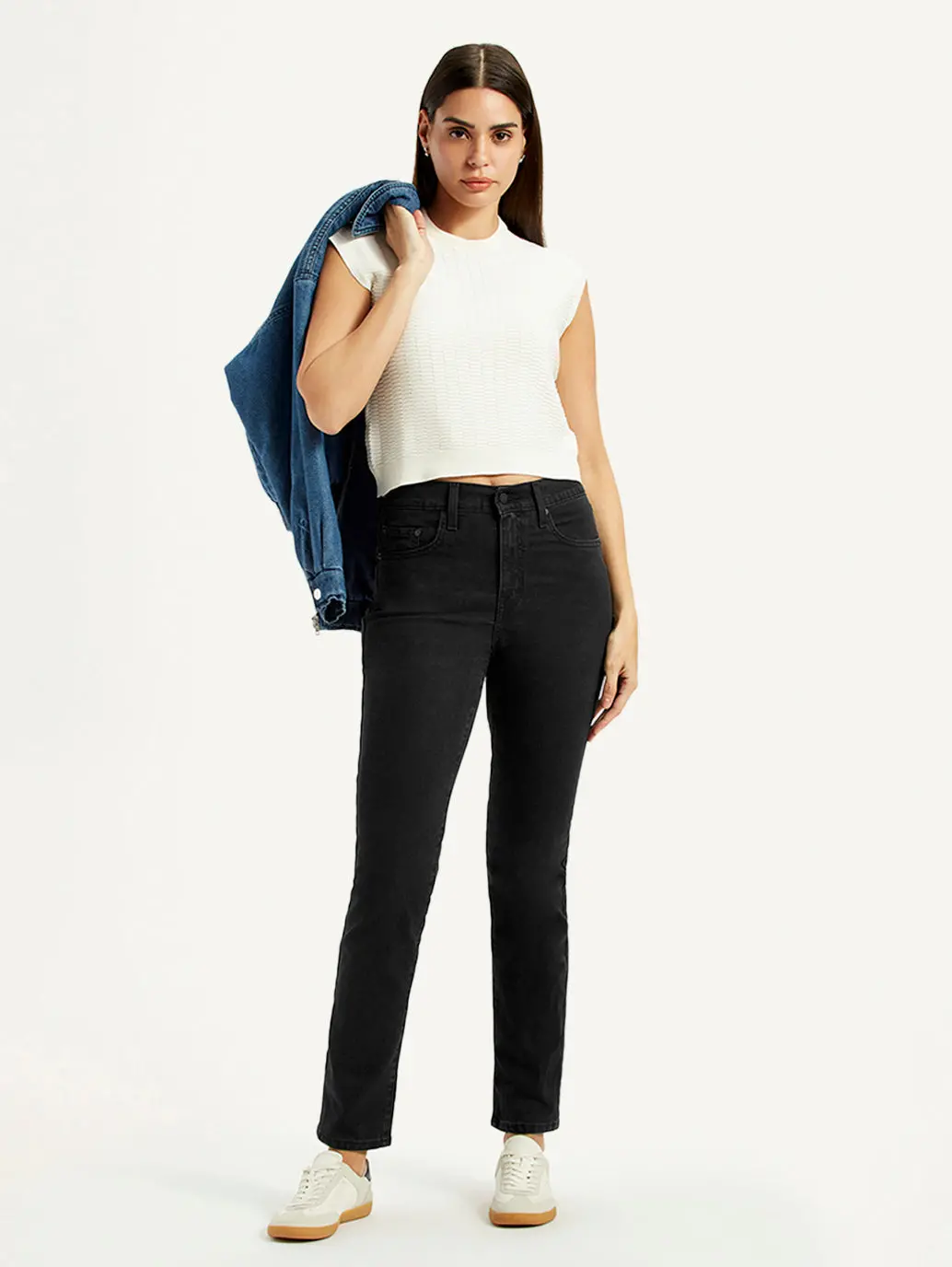 Women's 724 Black Slim Straight Fit High Rise Jeans 1