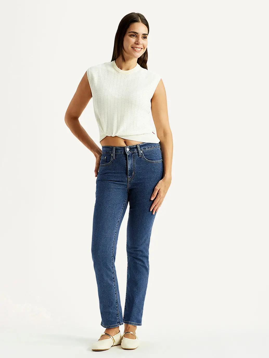 Women's 724 Blue Slim Straight Fit High Rise Jeans 1
