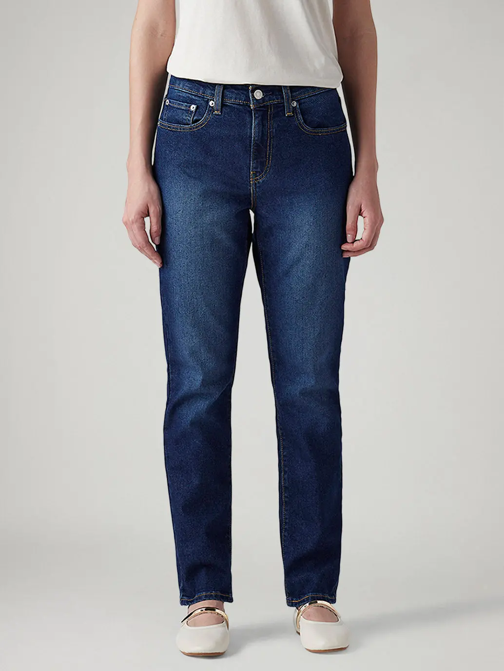 Women's 724 Dark Indigo Slim Straight Fit High Rise Tinted Jeans 3