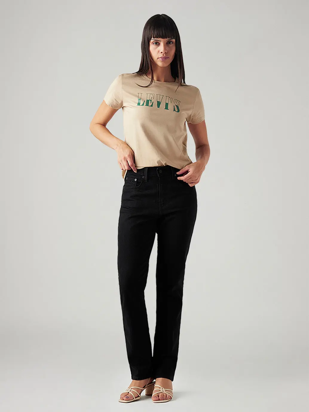 Women's 724 Black Slim Straight Fit High Rise Jeans 1
