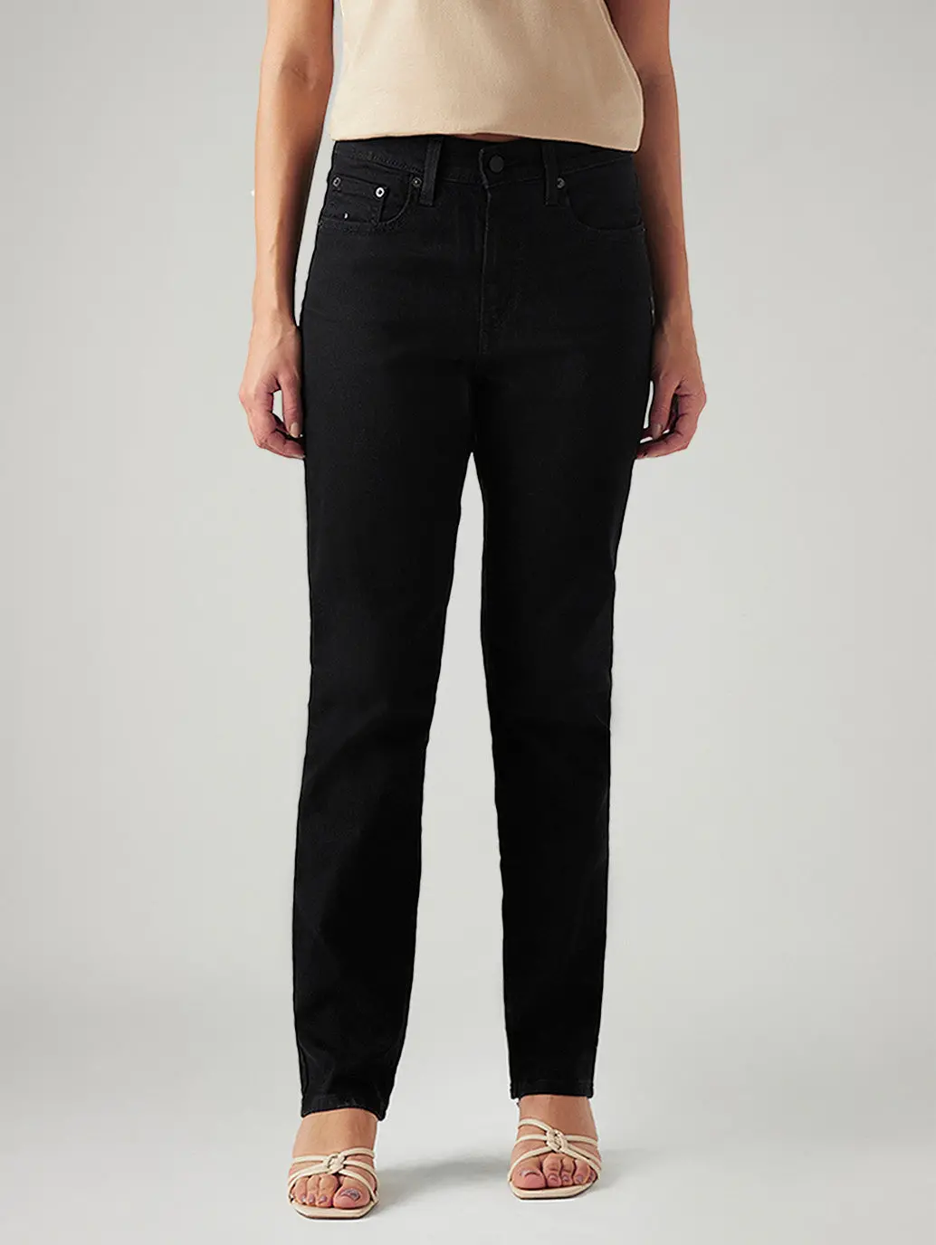 Women's 724 Black Slim Straight Fit High Rise Jeans 3
