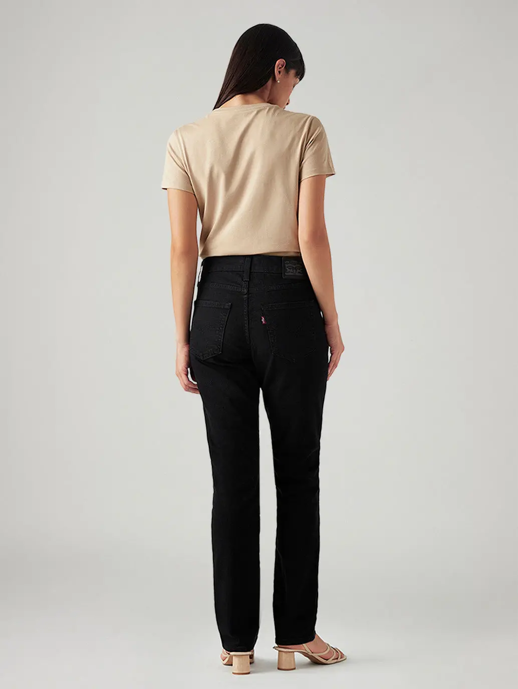 Women's 724 Black Slim Straight Fit High Rise Jeans 5