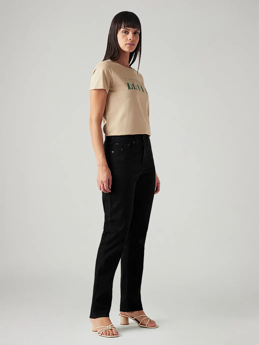 Women's 724 Black Slim Straight Fit High Rise Jeans 7