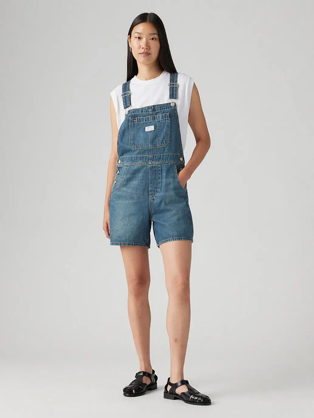 Women's Denim Utility Shortalls 1