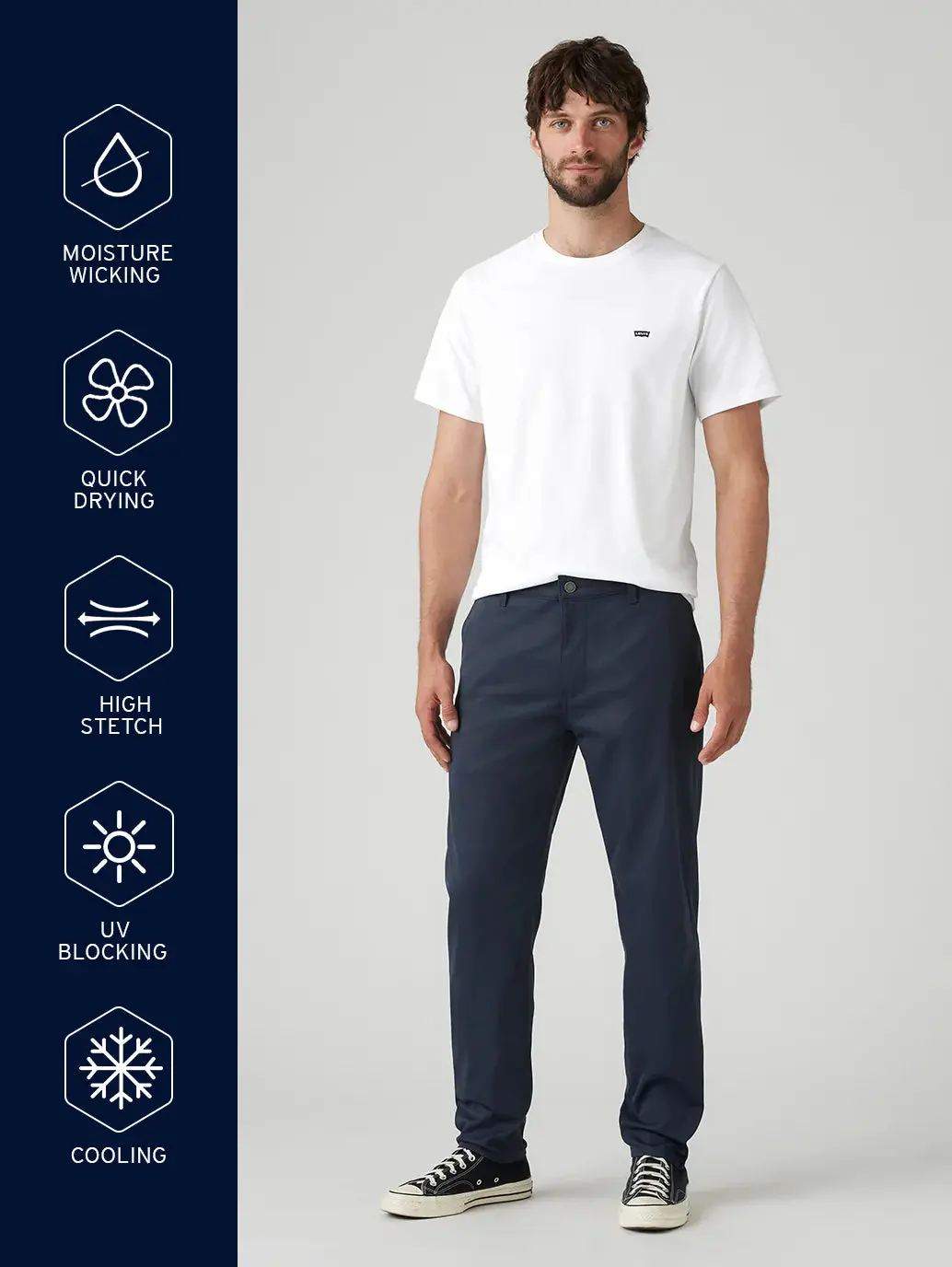 Men's Navy Regular Fit Tech Pant 1