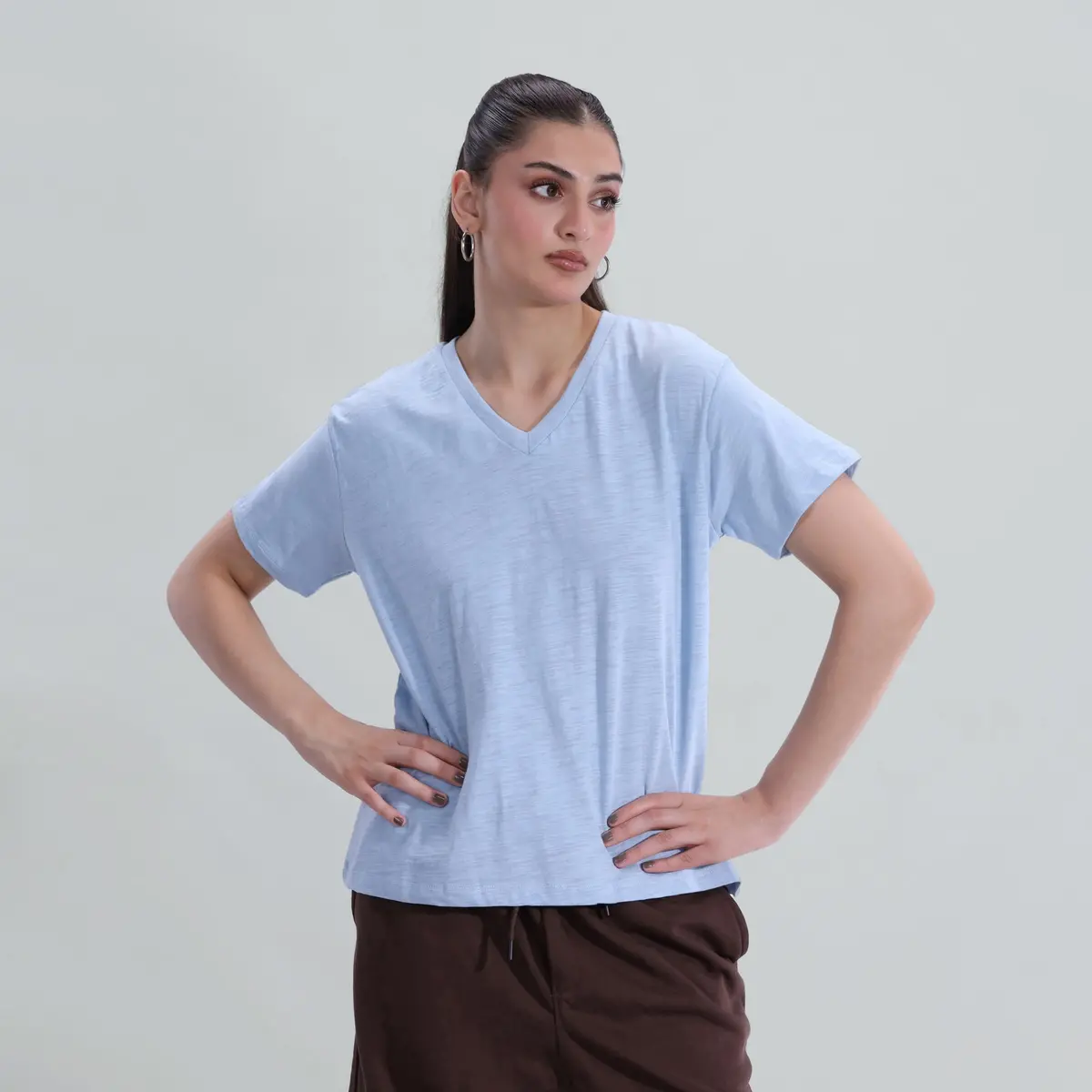 Slub V Neck Tee 1