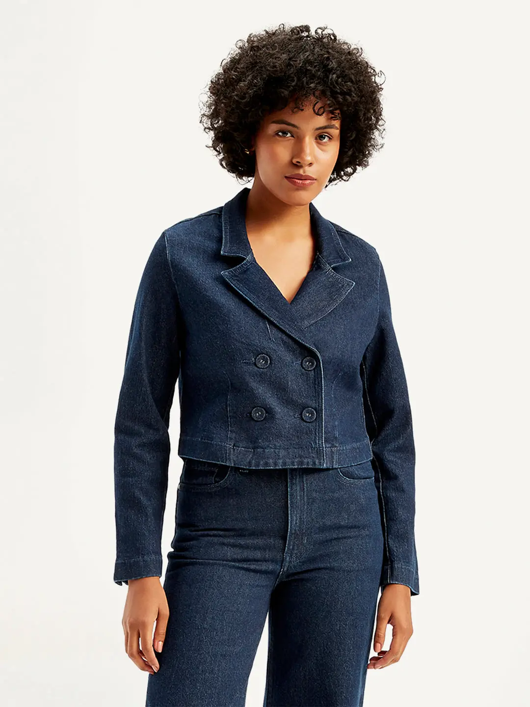 Women's Solid Indigo Denim Jacket 1