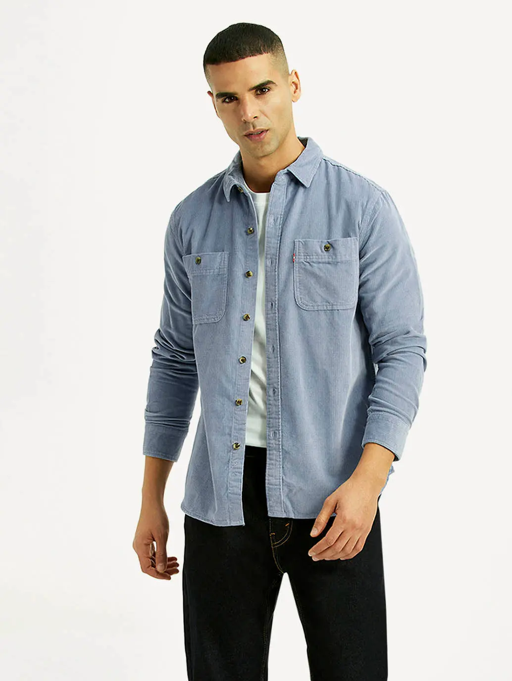 Men's Solid Light Blue Slim Fit Shirt 1