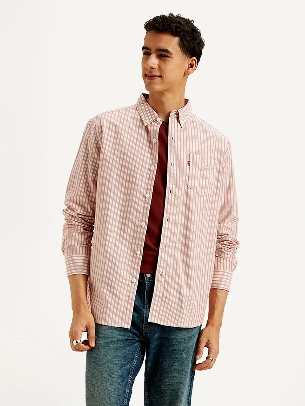 Men's Striped Slim Fit Oxford Shirt 1