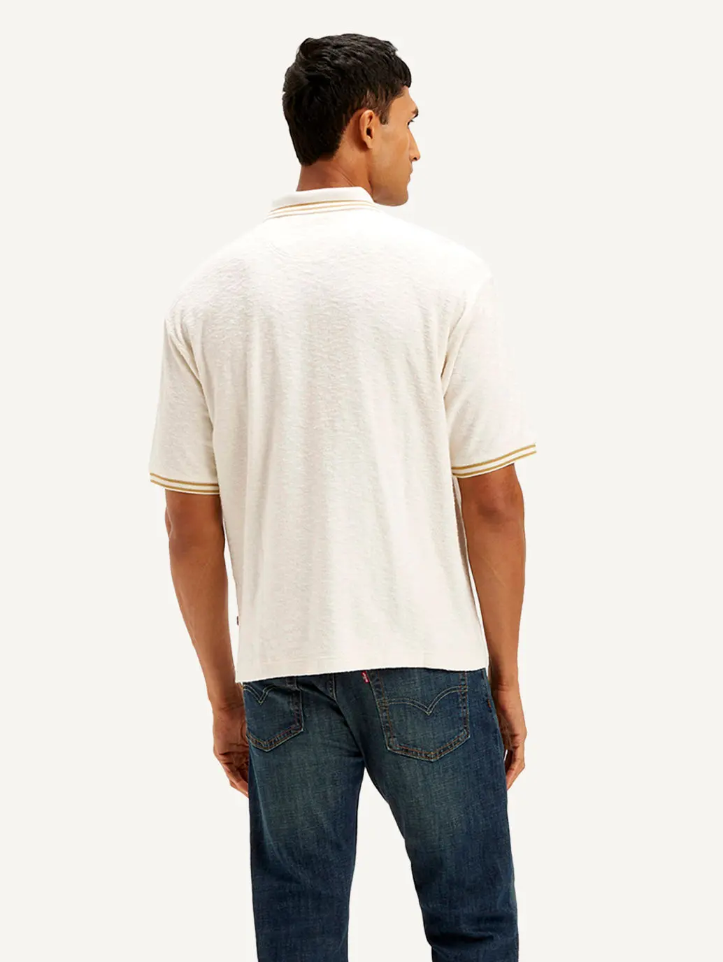 Men's Knitted Off-White Polo T-Shirt 3