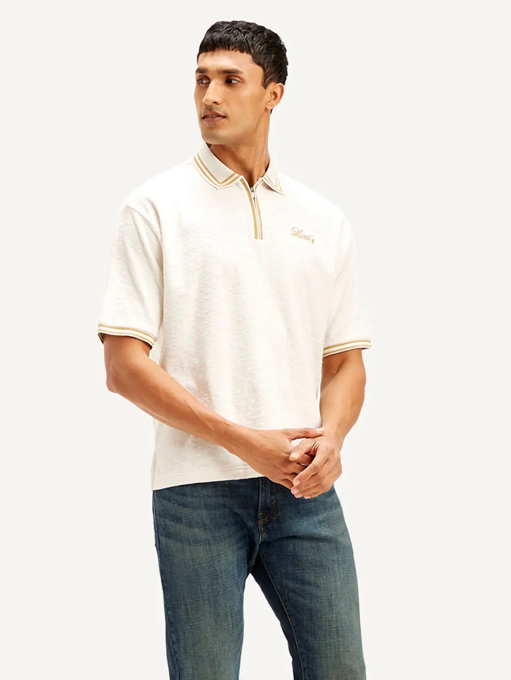 Men's Knitted Off-White Polo T-Shirt 5