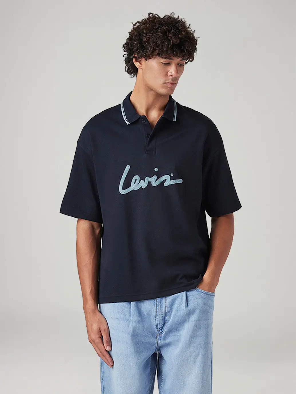 Men's Brand Logo Loose Fit Interlock Polo T-Shirt 1