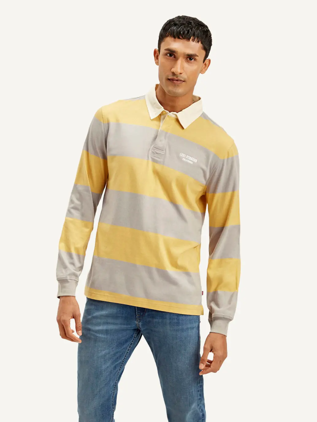 Men's Striped Yellow Polo T-Shirt 1