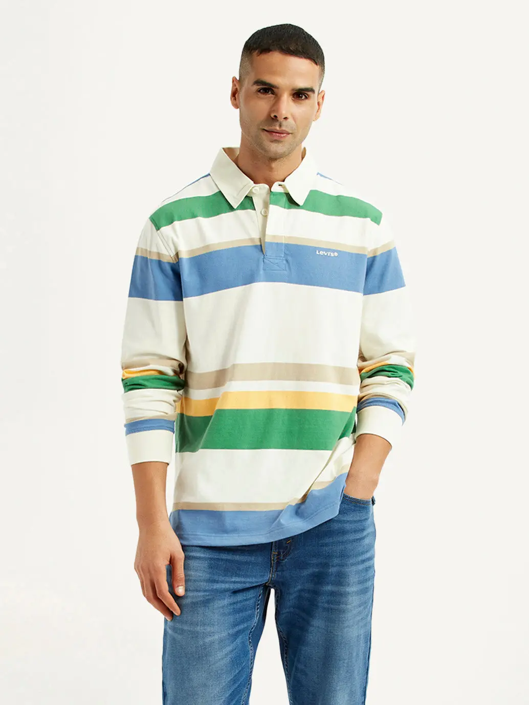 Men's Striped Multi Color Slim Fit Polo T-Shirt 1