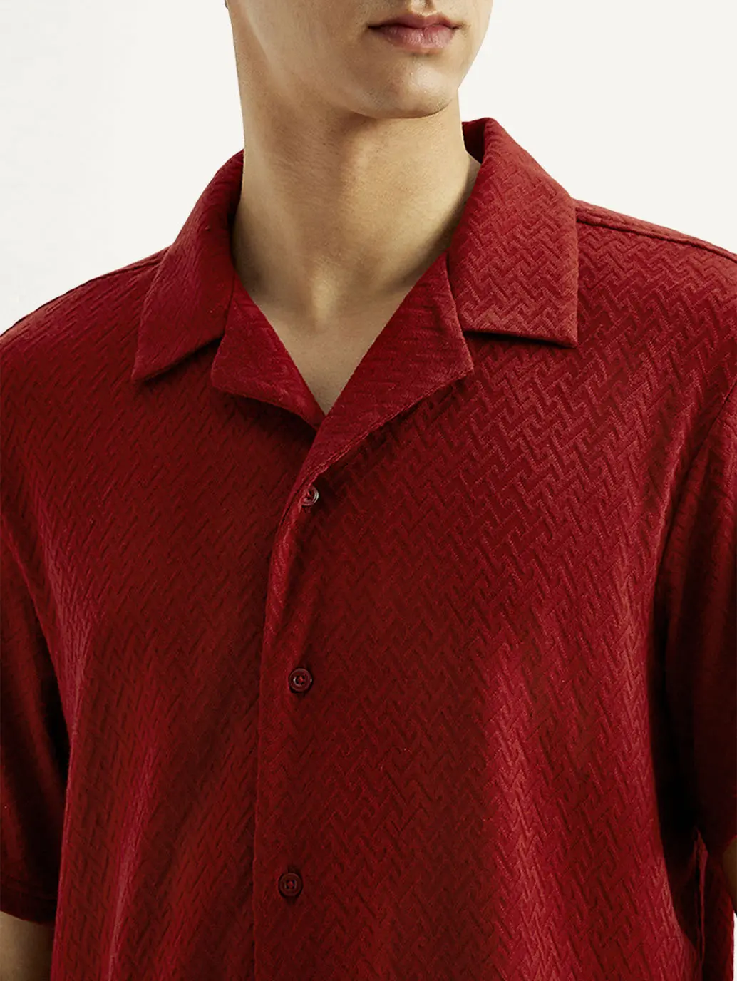 Men's Textured Slim Fit Resort Collar Knit Shirt 4