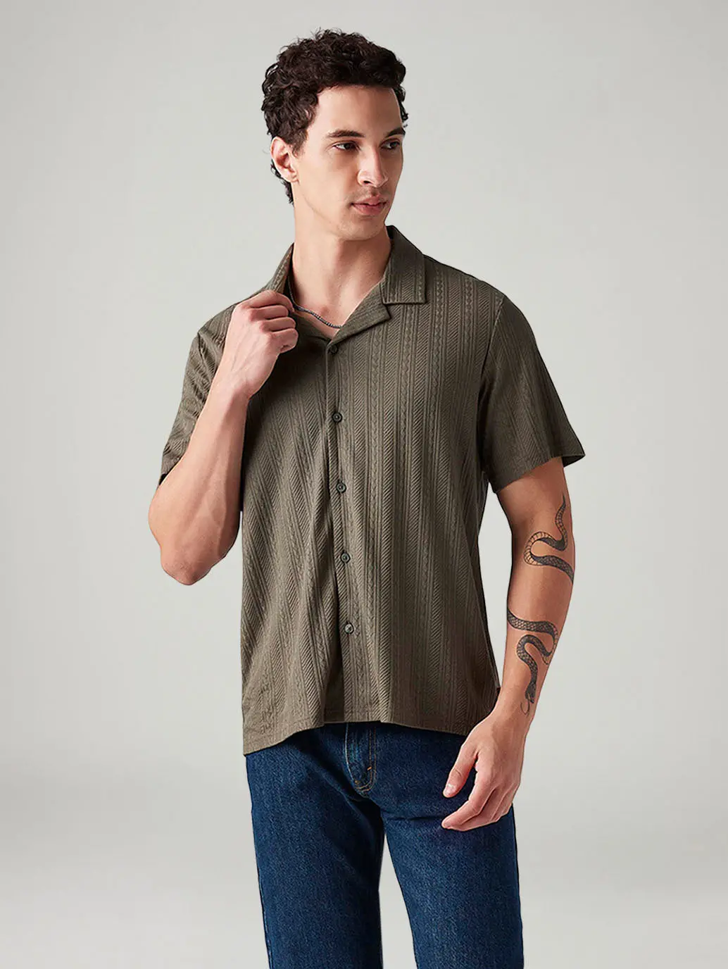 Men's Textured Relaxed Fit Shirt 1