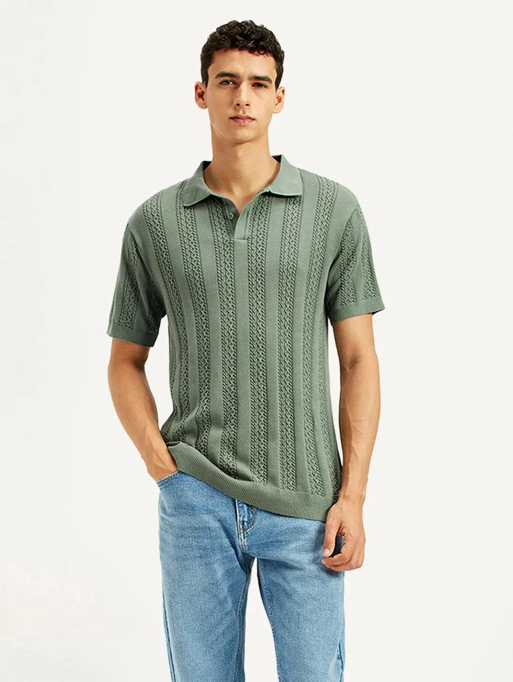 Men's Textured Slim Fit Polo T-Shirt 1