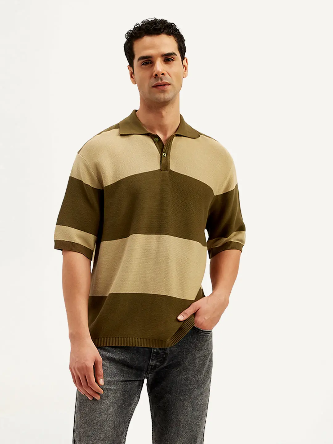 Men's Colorblock Loose Fit Polo T-Shirt 1