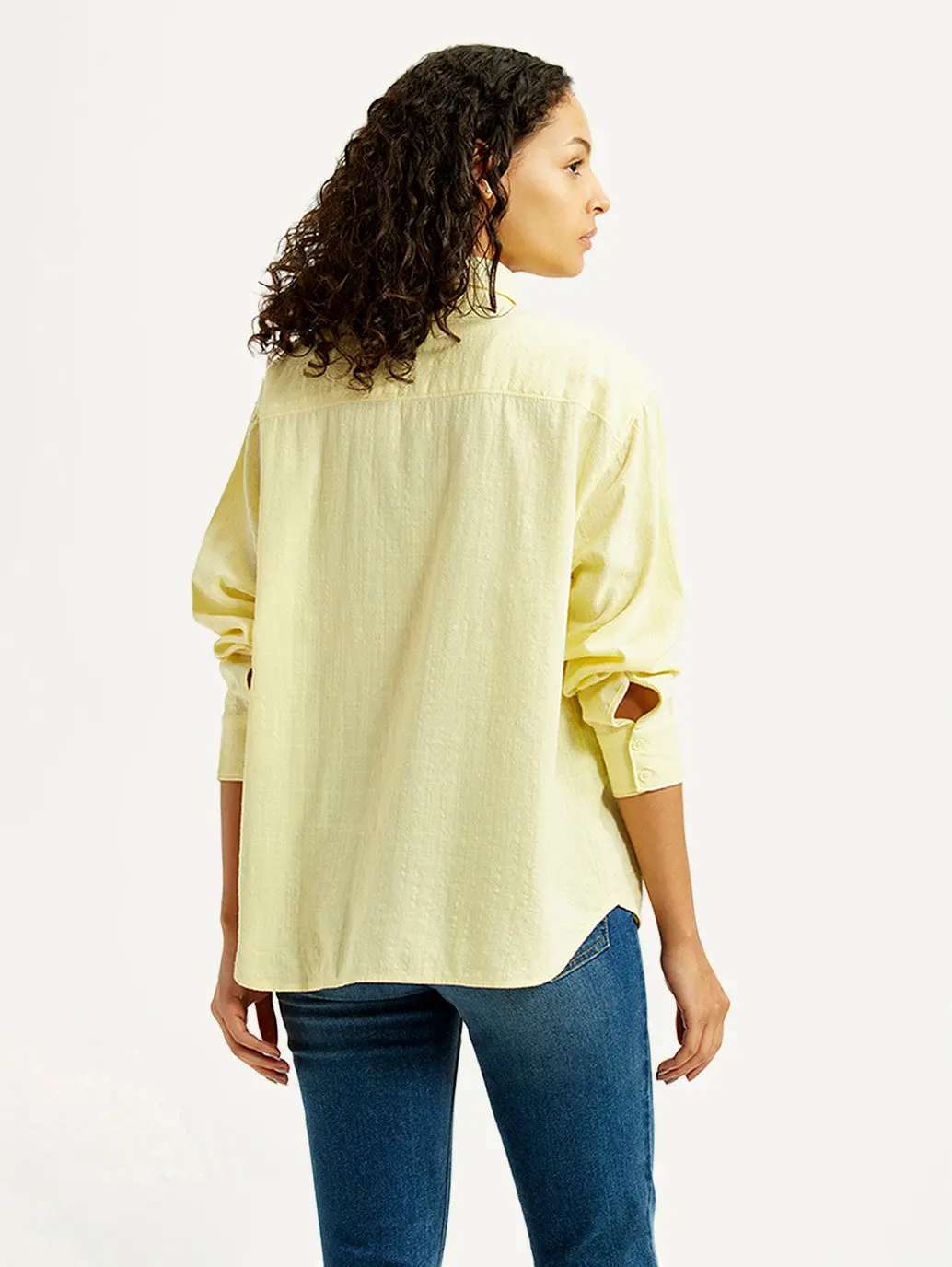 Women's Textured Yellow Relaxed Fit Shirt 3
