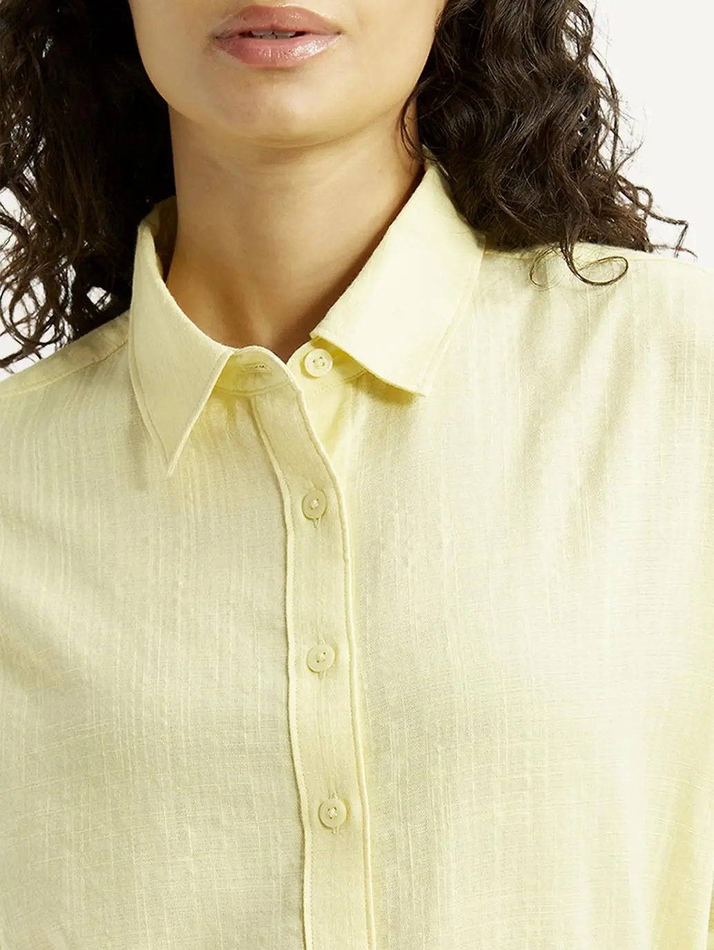 Women's Textured Yellow Relaxed Fit Shirt 4