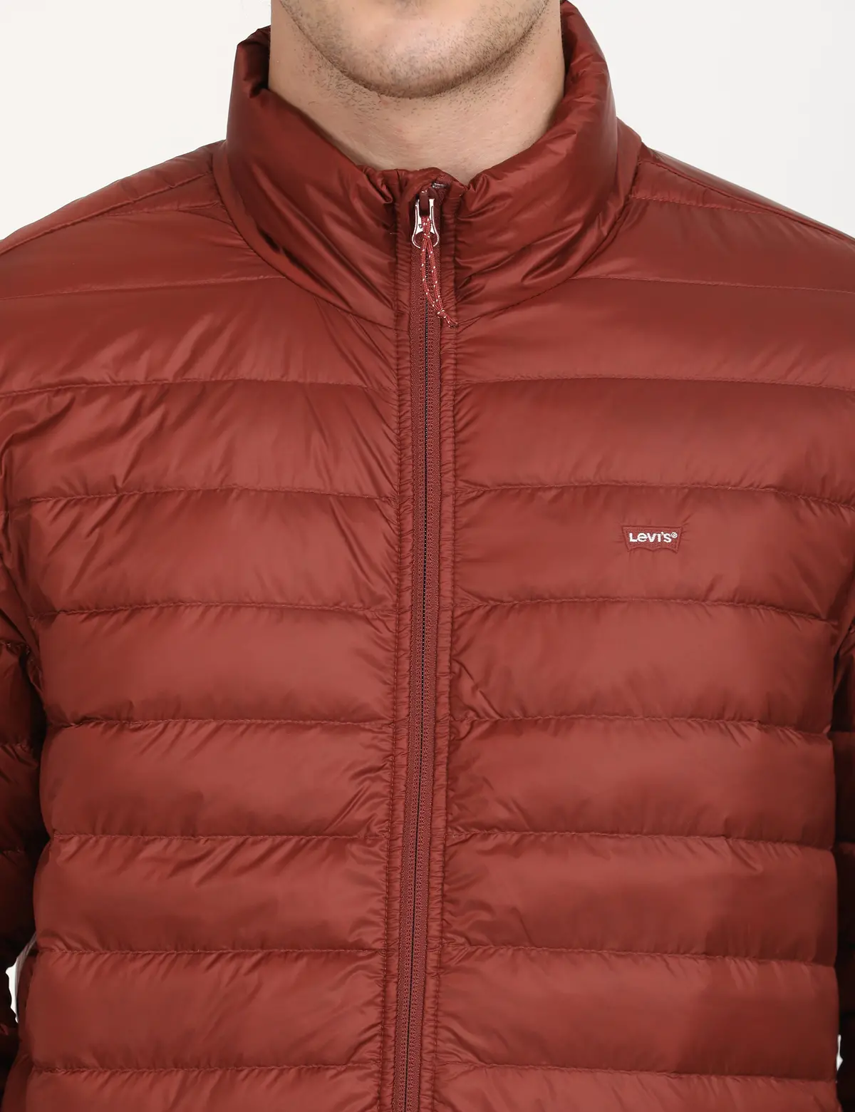 Men's Solid Red Quilted Jacket 4
