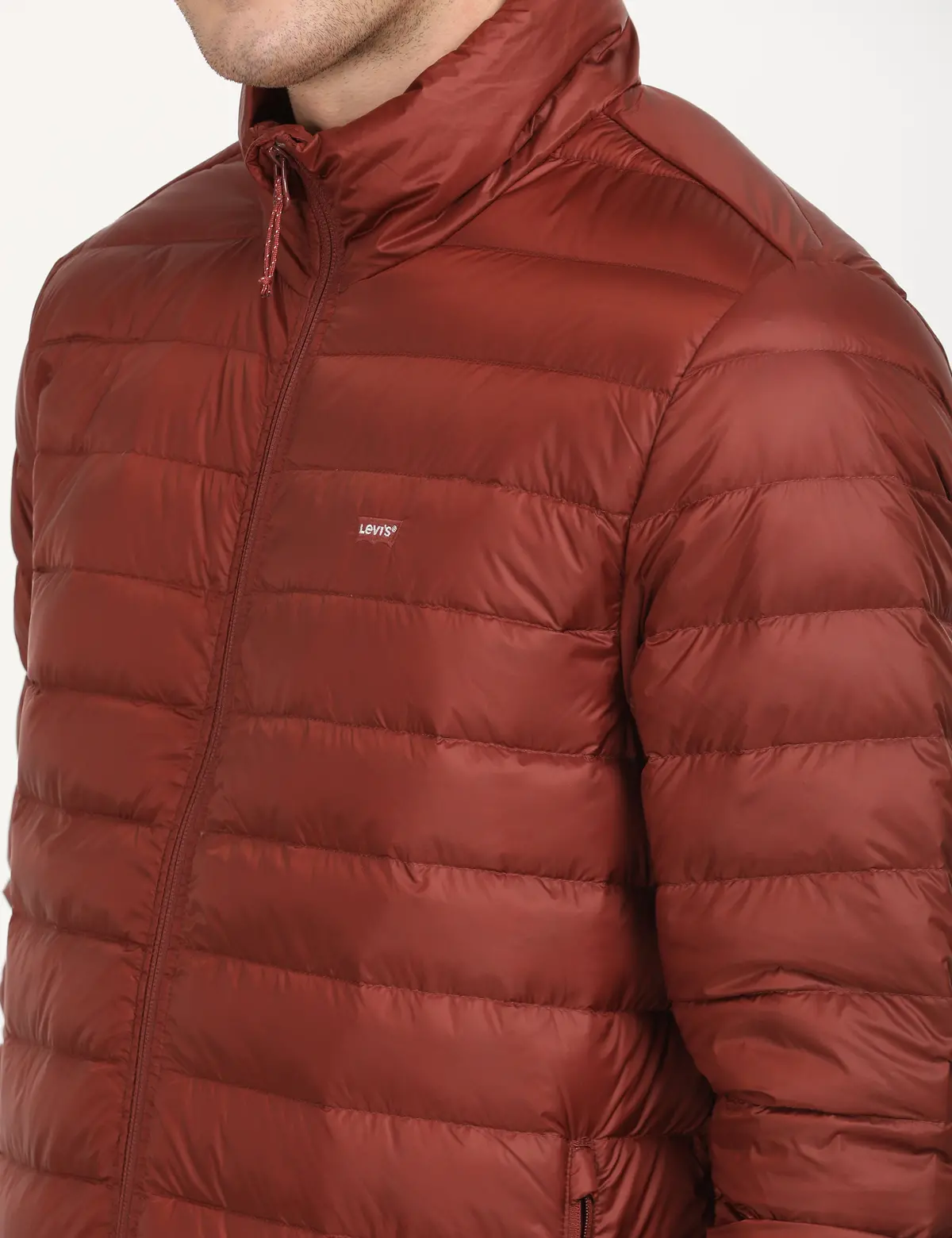 Men's Solid Red Quilted Jacket 5