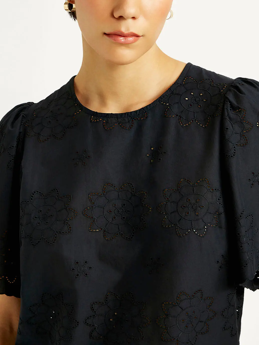 Women's Floral Black Round Neck Top 4
