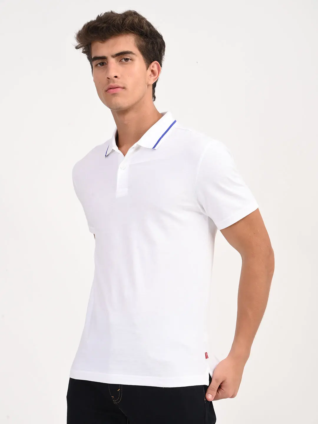 Men's Solid White Slim Fit Polo T-Shirt 1