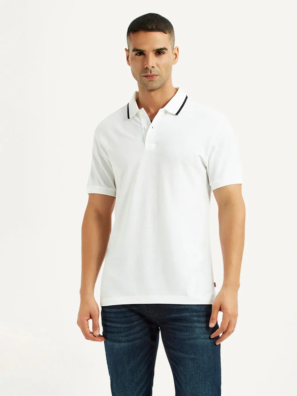 Men's Solid White Slim Fit Polo T-Shirt 1