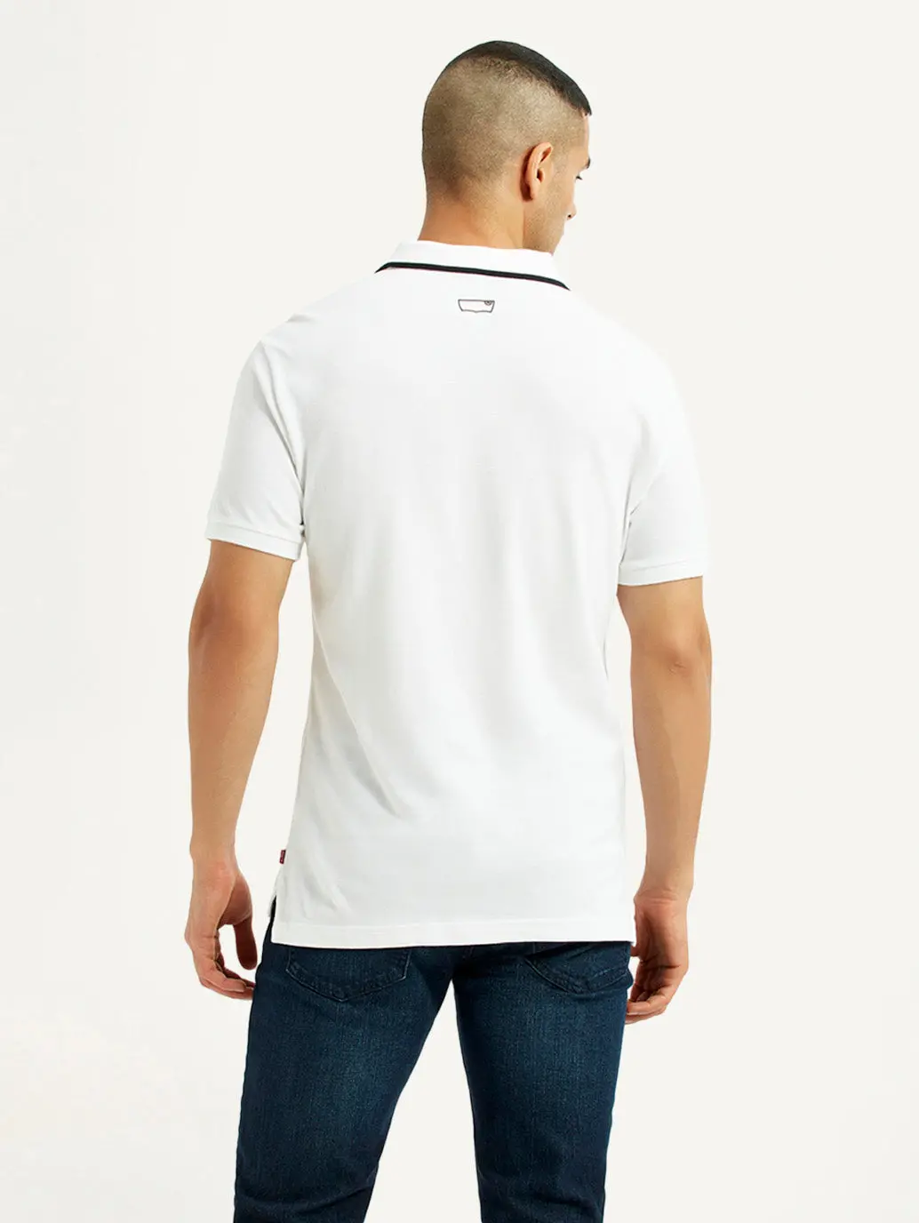 Men's Solid White Slim Fit Polo T-Shirt 2