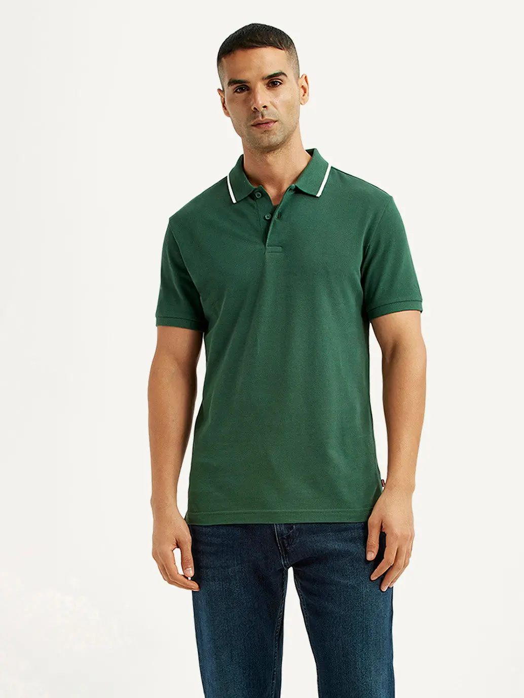 Men's Solid Dark Green Polo T-Shirt 1
