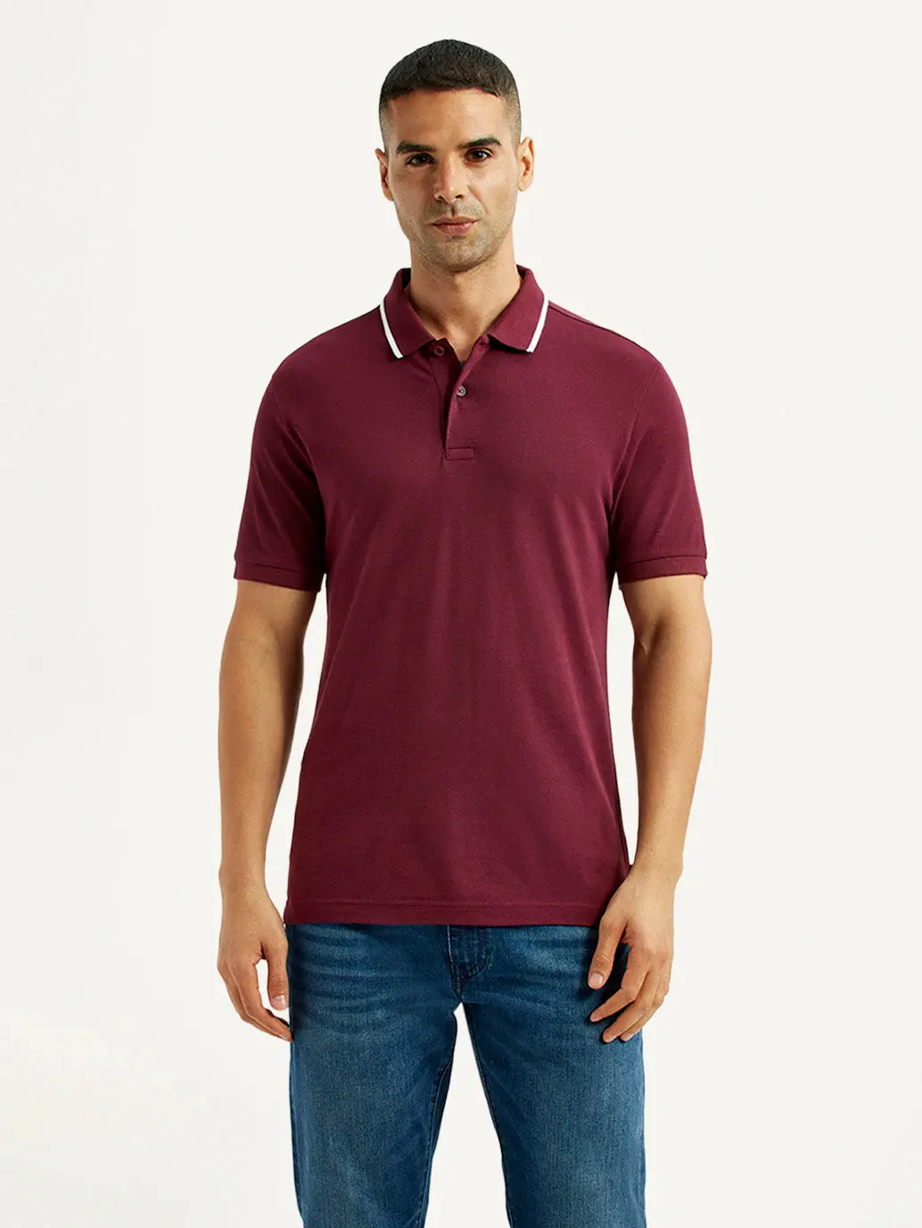 Men's Solid Maroon Polo T-Shirt 1
