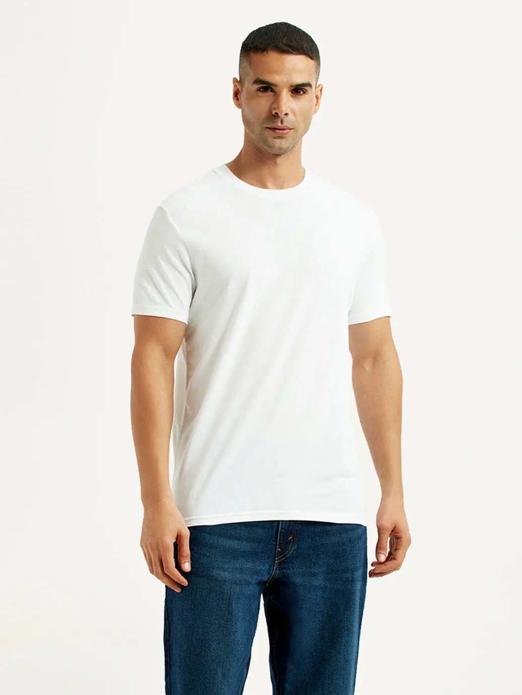 Men's Solid White Slim Fit T-Shirt 1
