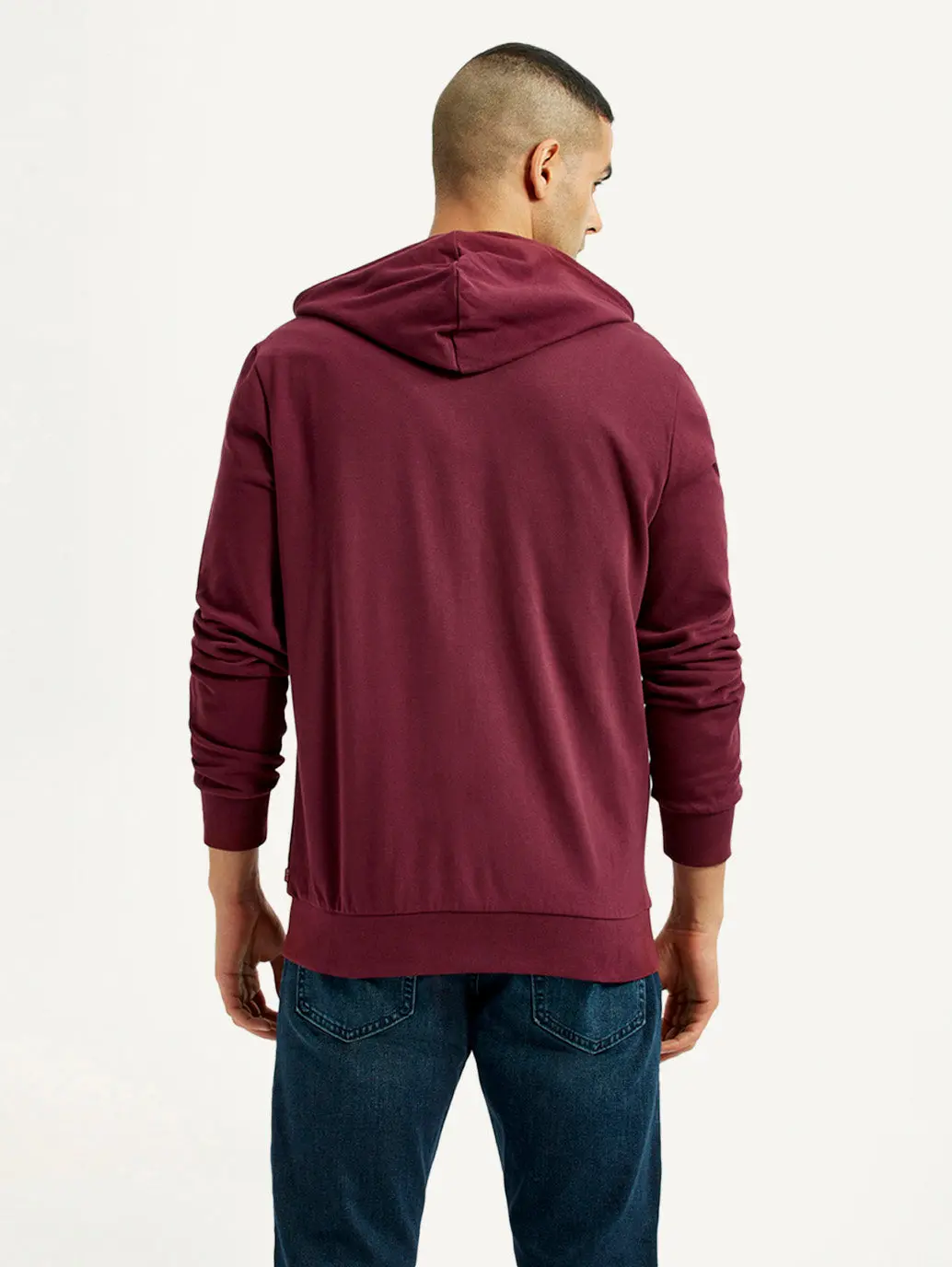 Men's Solid Maroon Hooded Sweatshirt 2