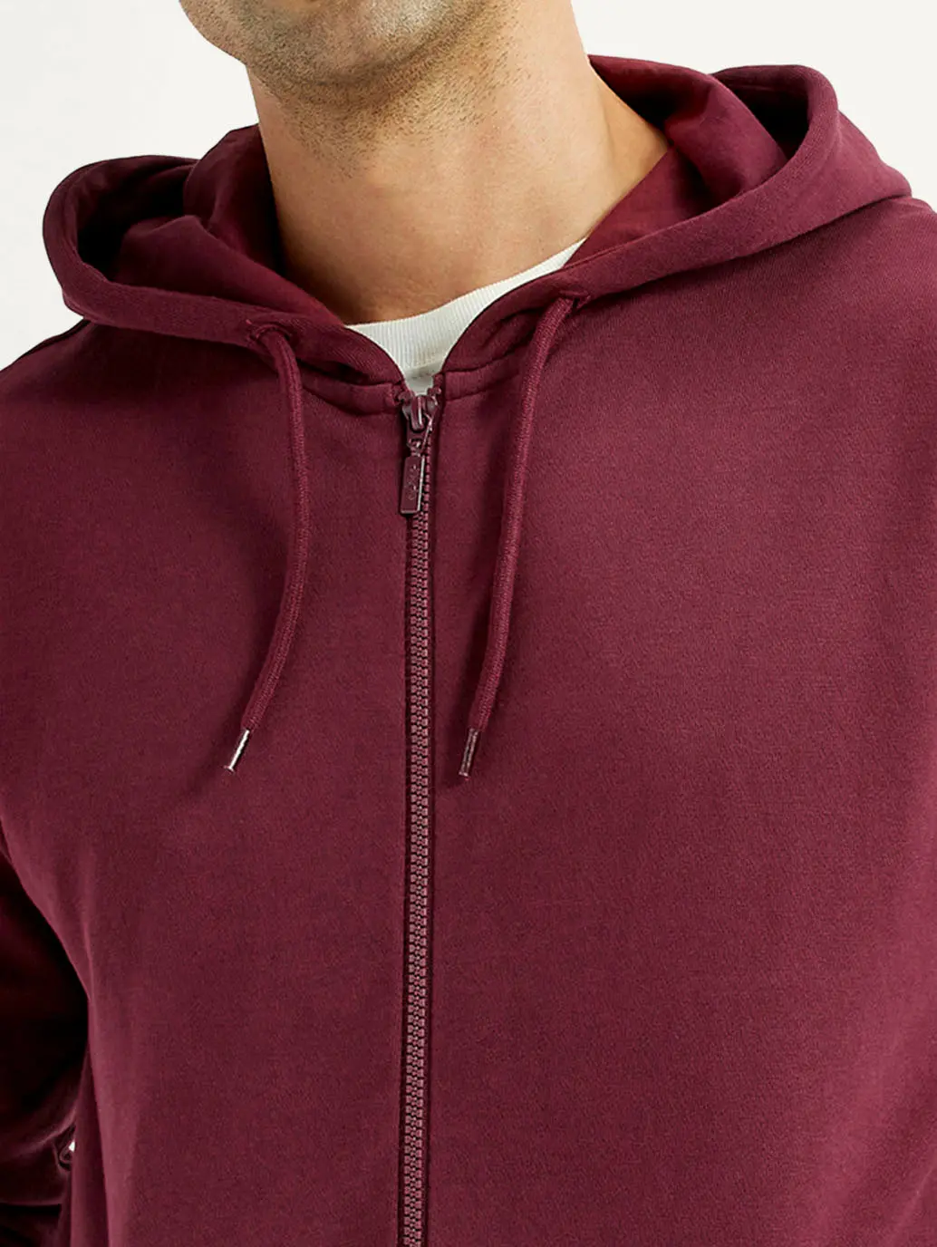 Men's Solid Maroon Hooded Sweatshirt 4