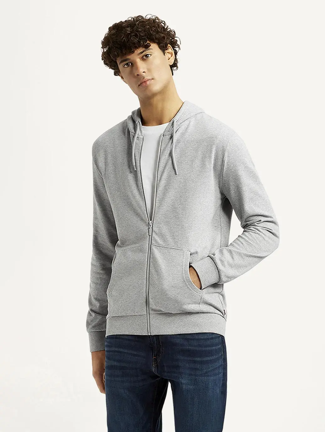 Men's Solid Light Grey Hooded Sweatshirt 1