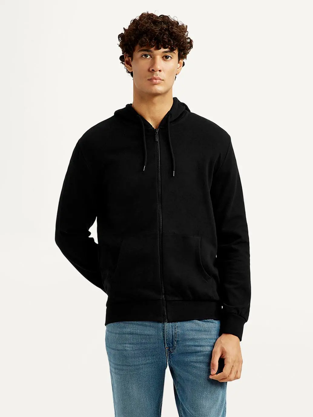 Men's Solid Black Hooded Sweatshirt 2