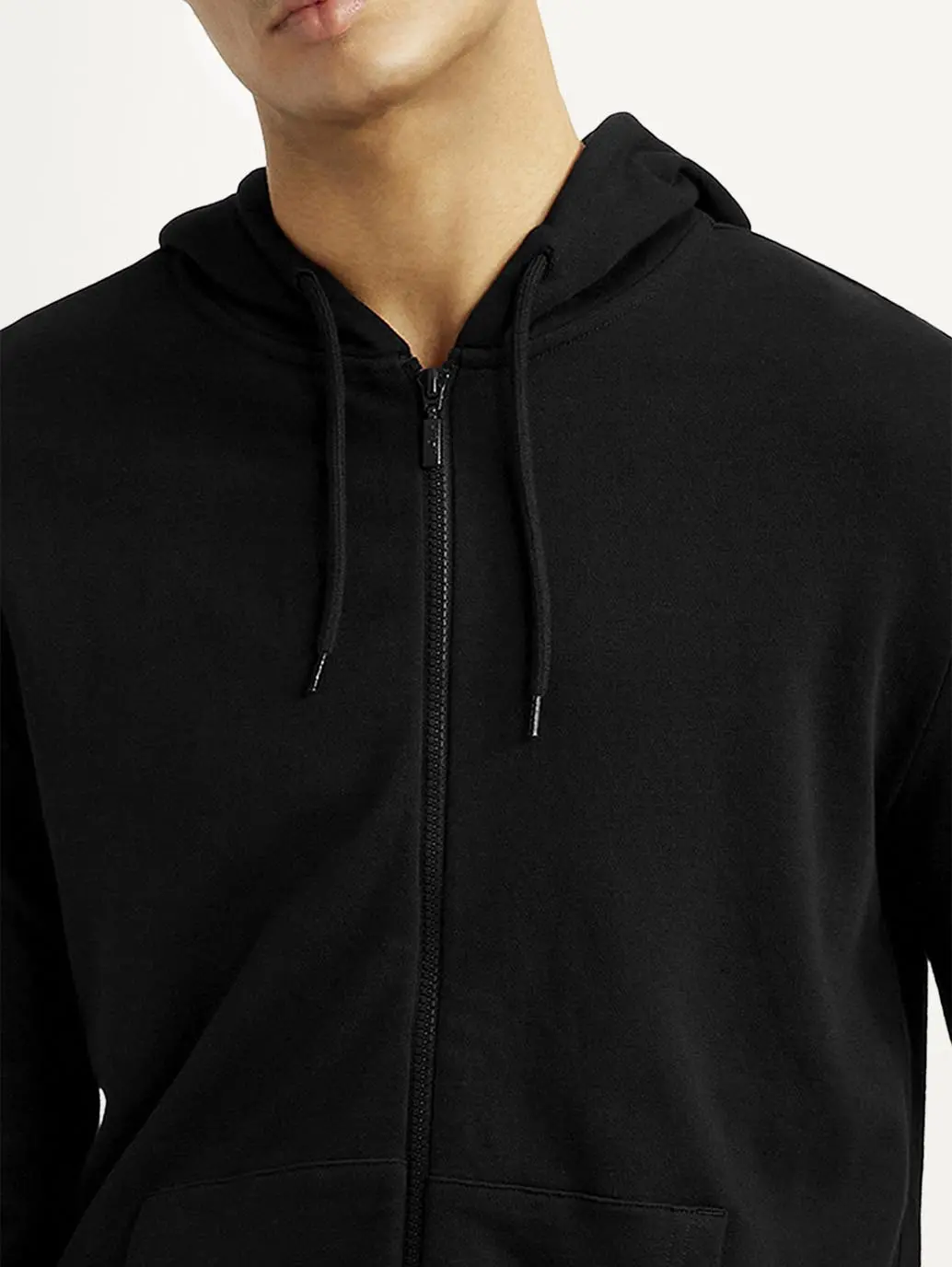 Men's Solid Black Hooded Sweatshirt 4